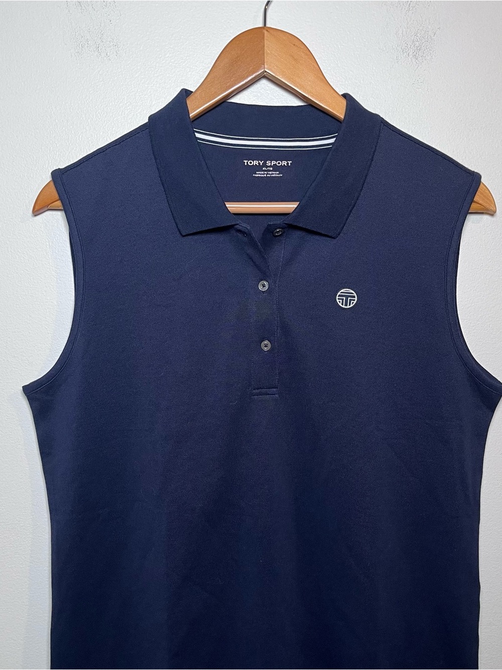 Tory Burch Sport Classic Tech Pique Sleeveless Polo Top Size XL Blue Golf Active - Picture 3 of 8